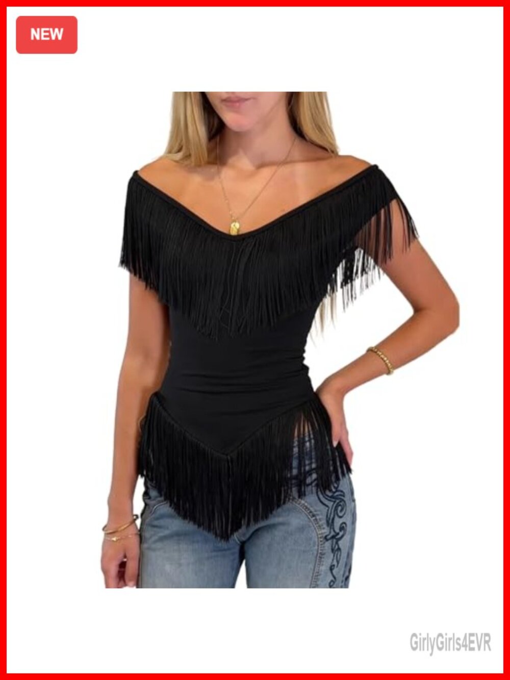 Off Shoulder Fringe Sleeveless Western Top Y2K Summer Cowgirl